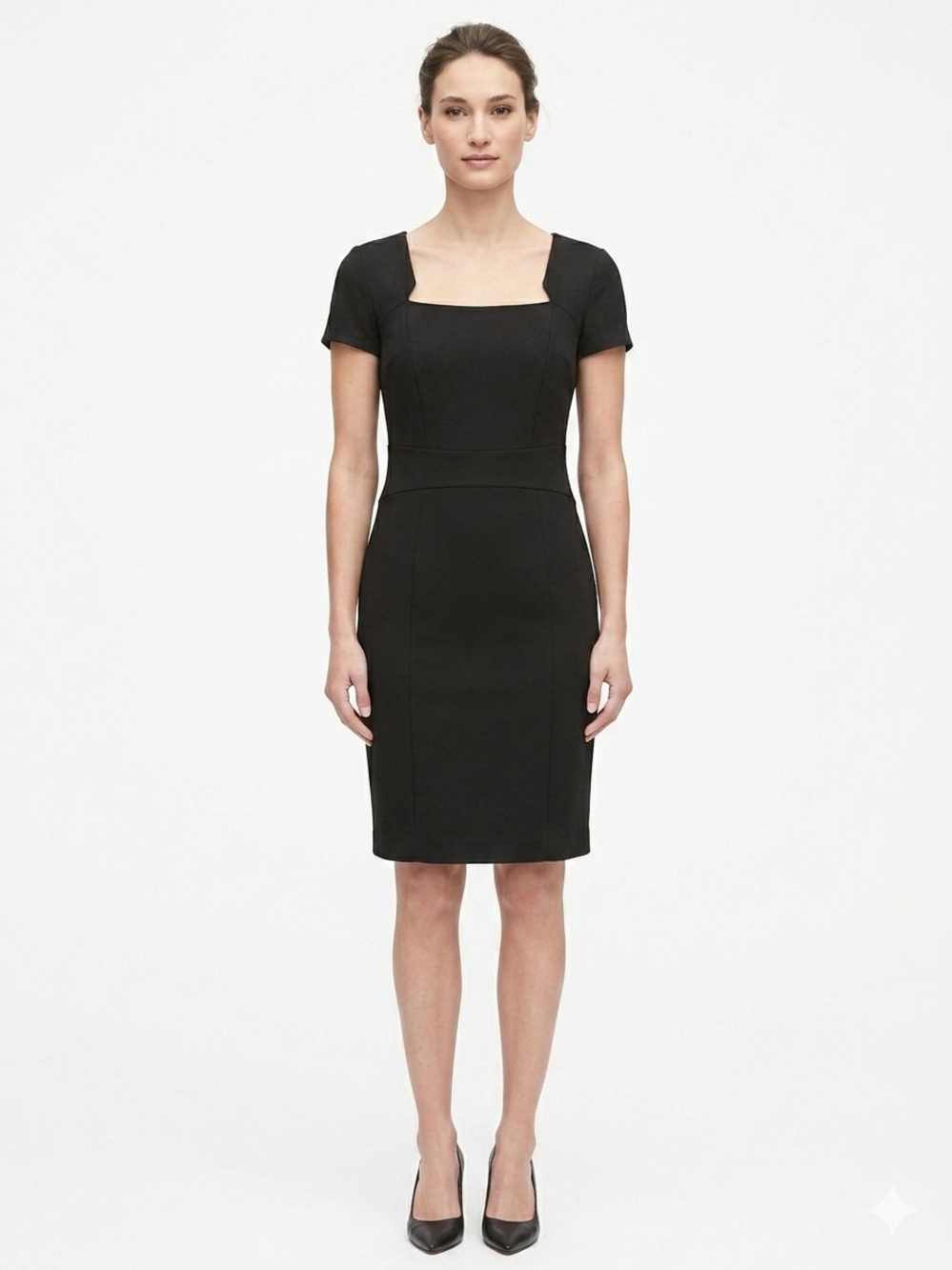 Banana Republic Classic Black Square-Neck Sheath Dress